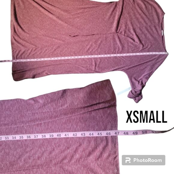 COZY LONG SLEEVE KNIT WRAP DRESS IN RED SYRAH HEATHER - XS - Picture 7 of 8